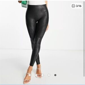 SPANX Black Faux Leather Moto Legging